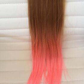 Clip-on lasni podaljški na 1 zaveso - ravni, ombre temno blond in roza, 60cm