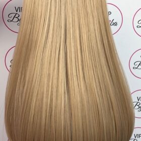 Clip-on lasni podaljški na 3 zavese - ravni, medeno blond z blond konicami F23, 60 cm
