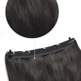 Clip on 100% remy lasni podaljški MAXI volumizer - ravni, naravno črni #1B