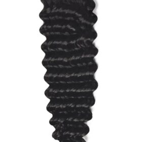Clip on 100% remy lasni podaljški na 8 zaves - skodrani, naravno črni #1B