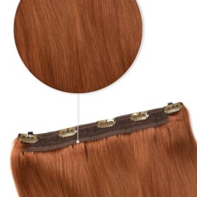 Clip on 100% remy lasni podaljški MAXI volumizer - ravni, ginger rdeči #350