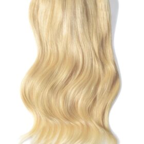 Clip on 100% remy lasni podaljški na 8 zaves - potrojena gostota, ravni, svetlo sončno blond #613