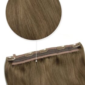 Clip on 100% remy lasni podaljški MAXI volumizer - ravni, srednje pepelnato rjavi #8