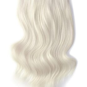 Clip on 100% remy lasni podaljški na 8 zaves - potrojena gostota, ravni, ledeno blond #ice blond