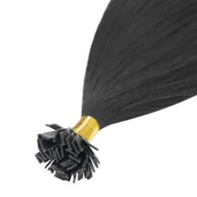 Standardni keratinski 100% remy lasni podaljški - ravni, izredno črni #1